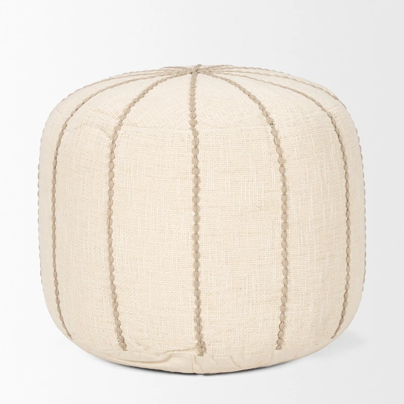 Sachi Beige w/ Stitching Pouf