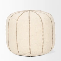 Sachi Beige w/ Stitching Pouf