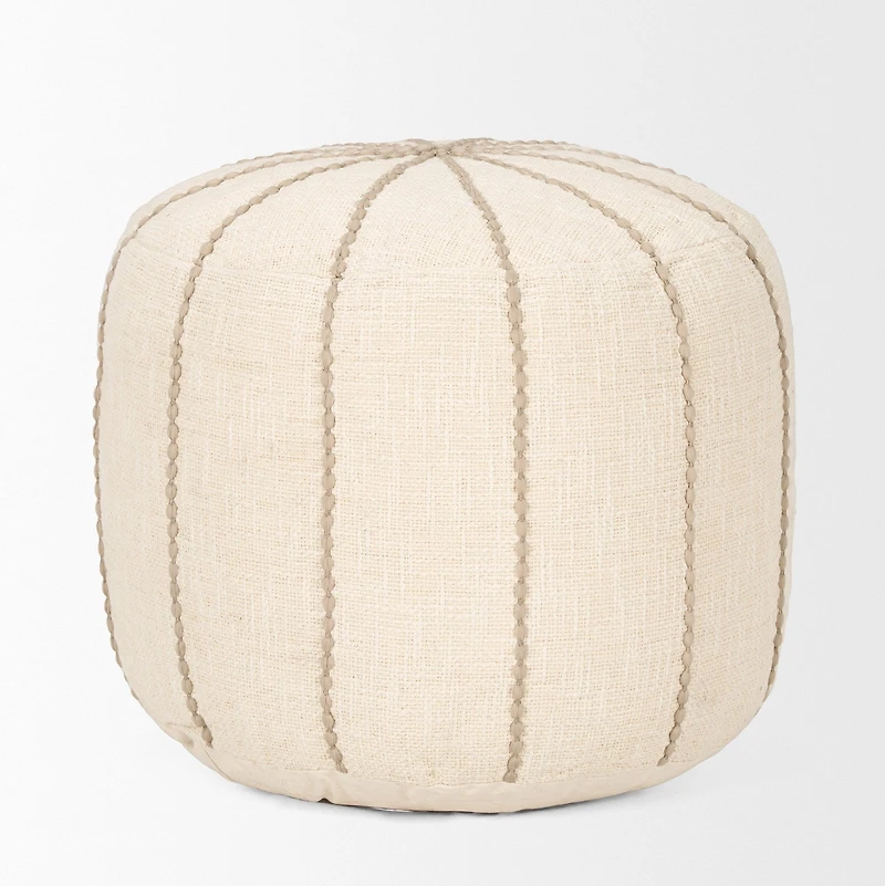 Sachi Beige w/ Stitching Pouf