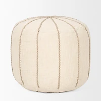 Sachi Beige w/ Stitching Pouf