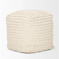 Sakaye Beige w/ Cream Stitched Patterned Pouf