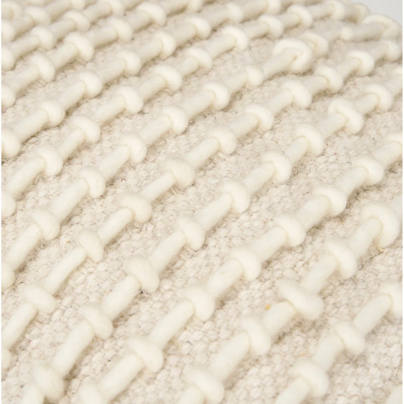 Sakaye Beige w/ Cream Stitched Patterned Pouf