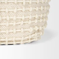Sakaye Beige w/ Cream Stitched Patterned Pouf