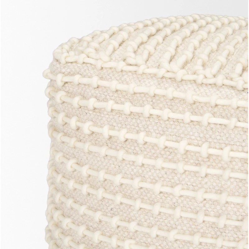 Sakaye Beige w/ Cream Stitched Patterned Pouf