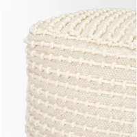 Sakaye Beige w/ Cream Stitched Patterned Pouf