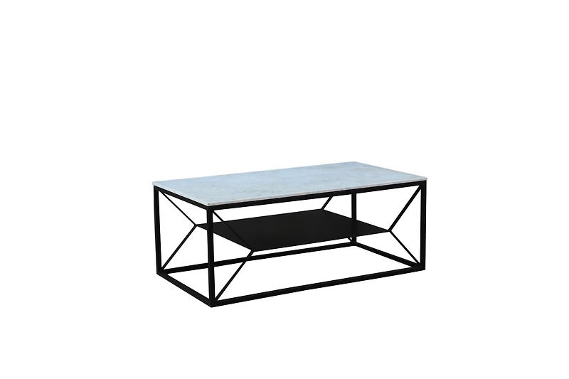Sasha Coffee Table Marble & Black Metal Legs (Floor Model)