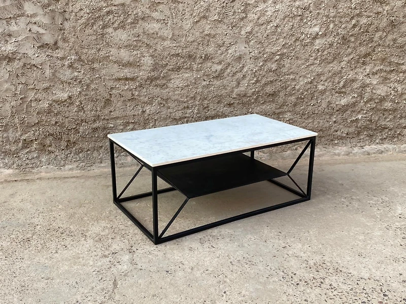 Sasha Coffee Table Marble & Black Metal Legs (Floor Model)