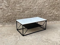 Sasha Coffee Table Marble & Black Metal Legs (Floor Model)