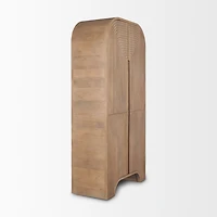 Sorina Reverse Fluted Light Brown Wood Curio Cabinet