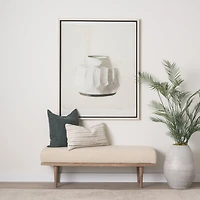 Shae Brown Wood w/ Oatmeal Fabric Bench