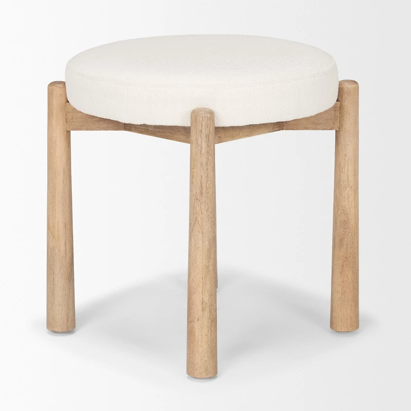 Shaiden Brown Wood w/ Cream Fabric Stool