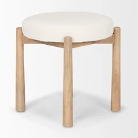 Shaiden Brown Wood w/ Cream Fabric Stool
