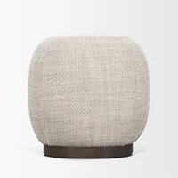 Siren Cream Fabric w/ Light Brown Wood Round Accent Stool