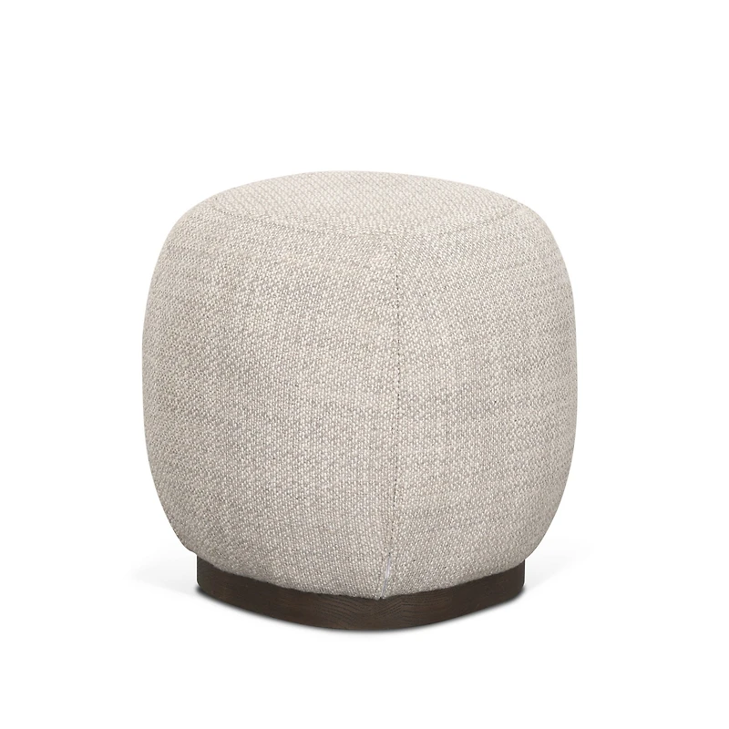Siren Cream Fabric w/ Light Brown Wood Round Accent Stool