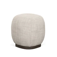 Siren Cream Fabric w/ Light Brown Wood Round Accent Stool