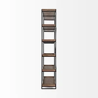 Trey IV 80L x 16W x 87.5H Medium  Brown Wood and Iron Five Tray Shelf  Shelving Unit