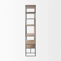 Morris Light Brown Wood w/ Black Metal Frame 6-Tier Shelving Unit