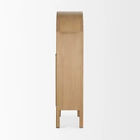 Callum Light Brown Elm Wood w/ Glass Doors Arched Cabinet