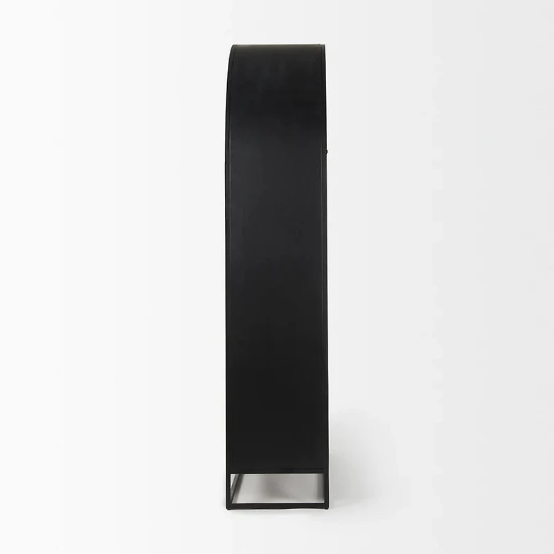 Sloan Dark Wood W/Black Metal Frame Arch Cabinet