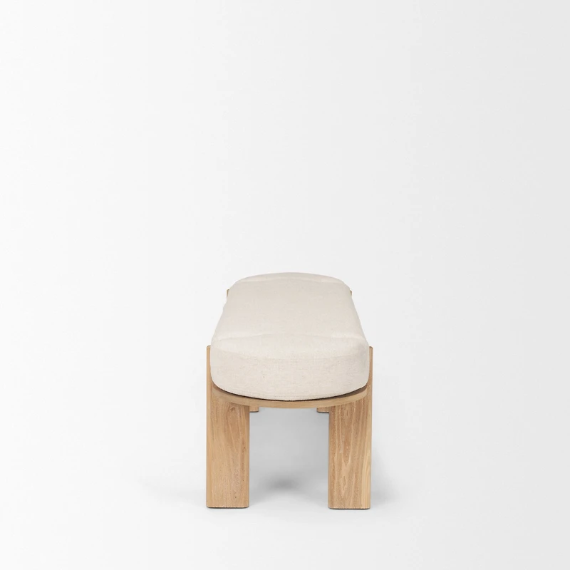 Sohan Light Brown Elm Wood w/ Oatmeal Fabric Bench