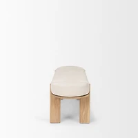 Sohan Light Brown Elm Wood w/ Oatmeal Fabric Bench