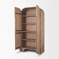 Sorina Reverse Fluted Light Brown Wood Curio Cabinet