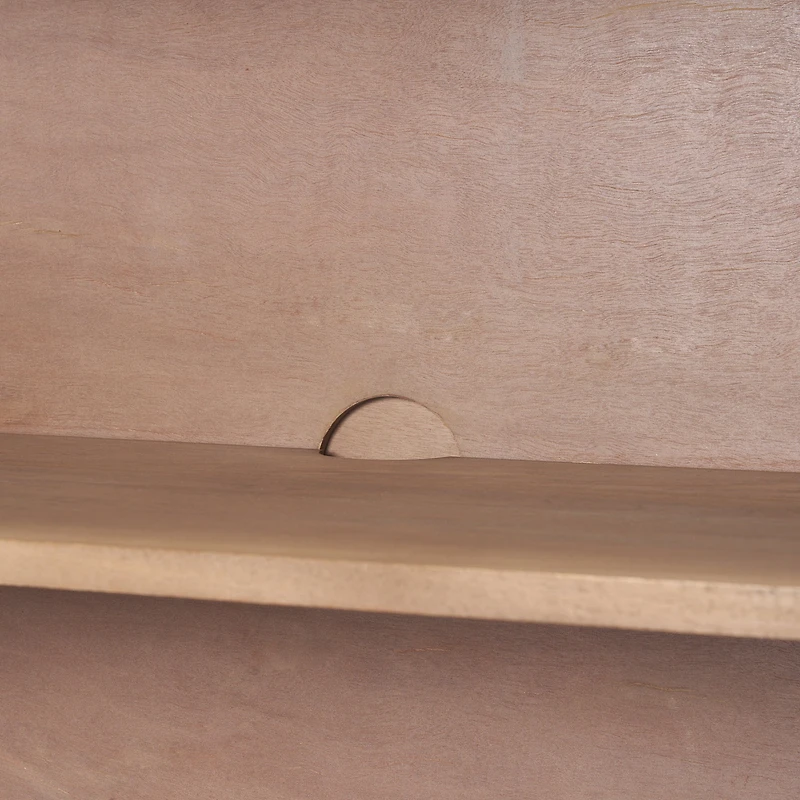 Sorina Reverse Fluted Light Brown Wood Accent Cabinet