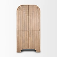 Sorina Reverse Fluted Light Brown Wood Curio Cabinet