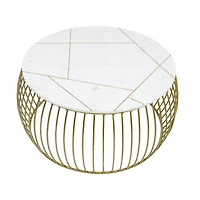 Soto Gold Round Marble Coffee Table Wire Metal Base