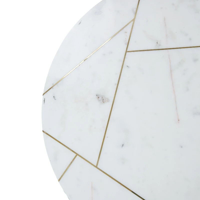 Soto Gold Round Marble Coffee Table Wire Metal Base