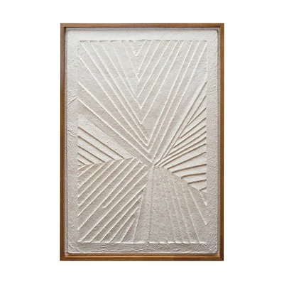 Oak Wood Framed Embossed Handmade Paper Wall Decor