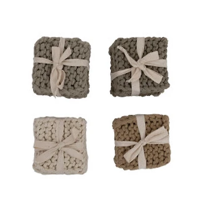 Cotton Crocheted Coasters -  Set of 4