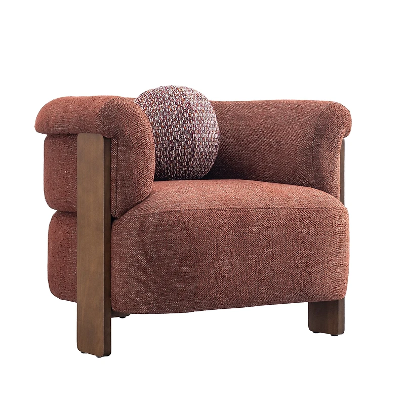 Stave Accent Chair – Natural Wood & Textured Fabric