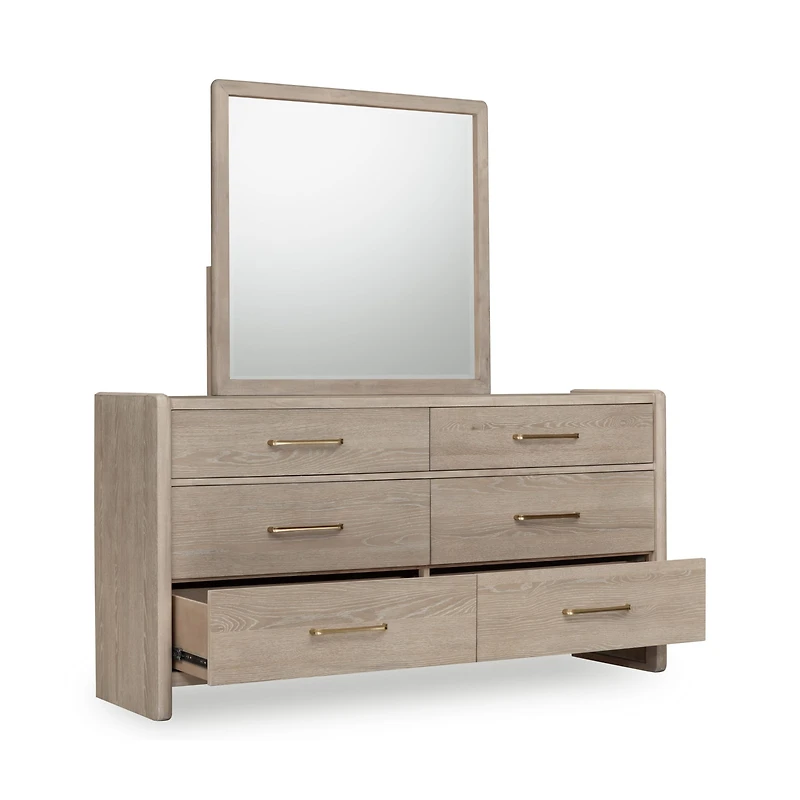Bjorn Six Drawer Oak Wood Dresser in Chai
