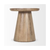 Takoda Light Brown Wood Tapered Drum Accent Table