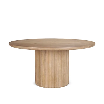 Terra 60L x 60W Light Brown Wood Round Fluted Dining Table