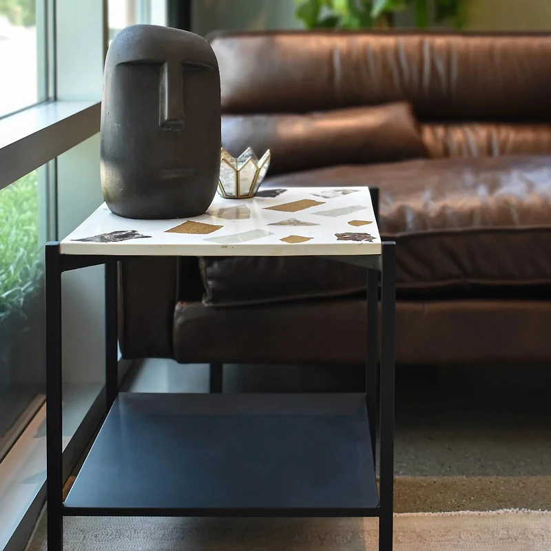 Terrazzo Side Table - White Mosaic