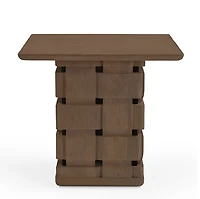 Pre - sale Only : Trellyn Carved Woven Base Square Accent Table