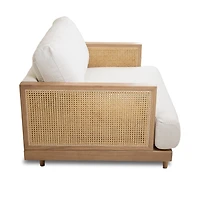 Unio Solid Oak Wood and Fabric Accent Chair - Mellow Ivory