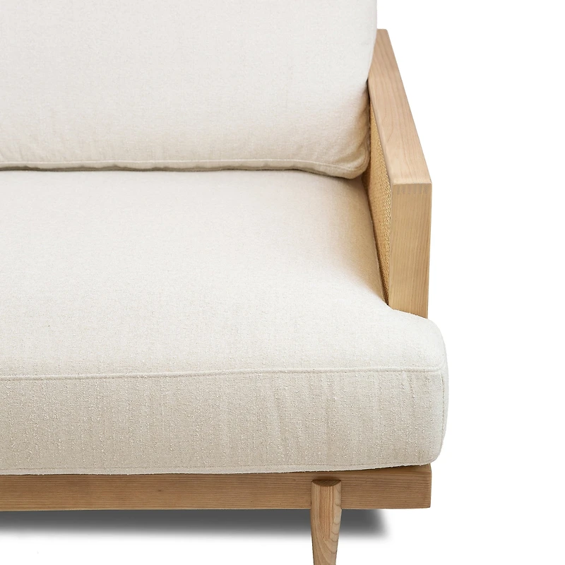 Unio Solid Oak Wood and Fabric Accent Chair - Mellow Ivory