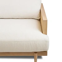 Unio Solid Oak Wood and Fabric Accent Chair - Mellow Ivory