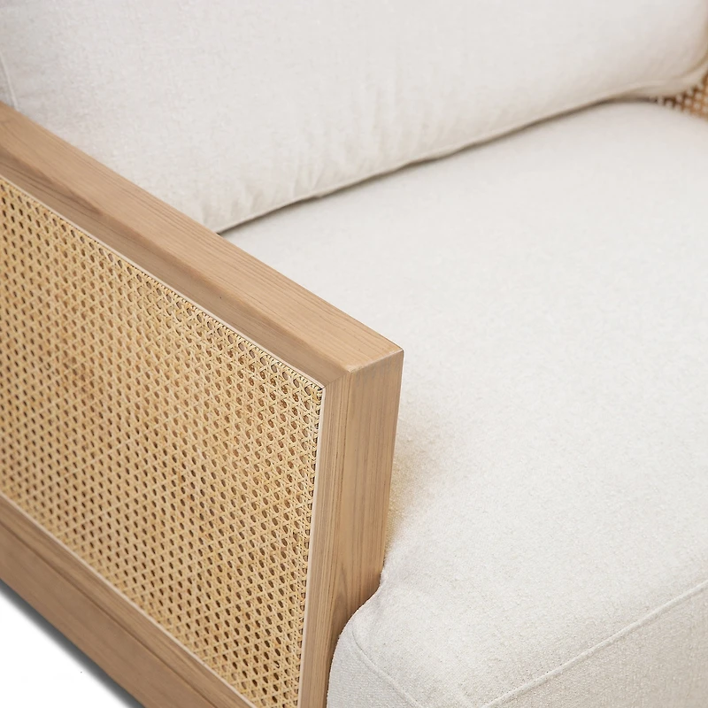 Unio Solid Oak Wood and Fabric Accent Chair - Mellow Ivory