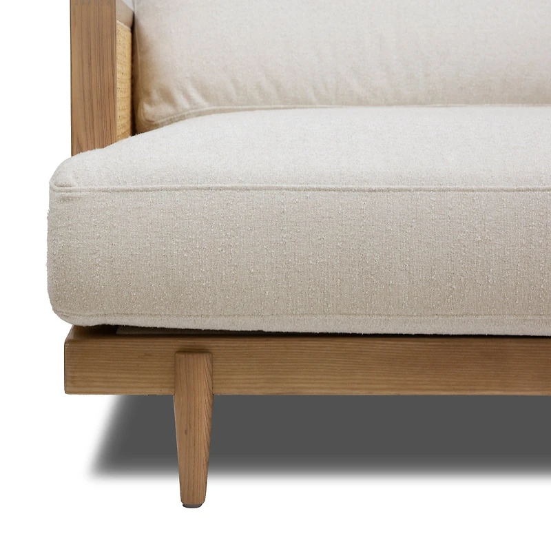 Unio Solid Oak Wood and Fabric Accent Chair - Mellow Ivory