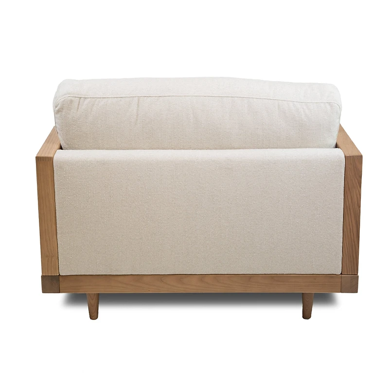 Unio Solid Oak Wood and Fabric Accent Chair - Mellow Ivory