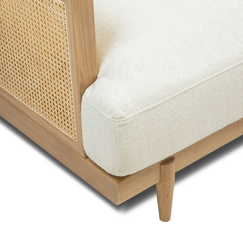 Unio Solid Oak Wood and Fabric Accent Chair - Mellow Ivory