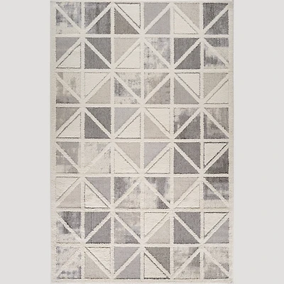 Valencia White Geometric Modern Area Rug – 5' x 8'