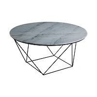 Valencia Round Coffee Table - Grey Marble/Black Matte