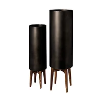 Jasper 10l X 10w X 31h Set Of Two Black Metal Plant Stands