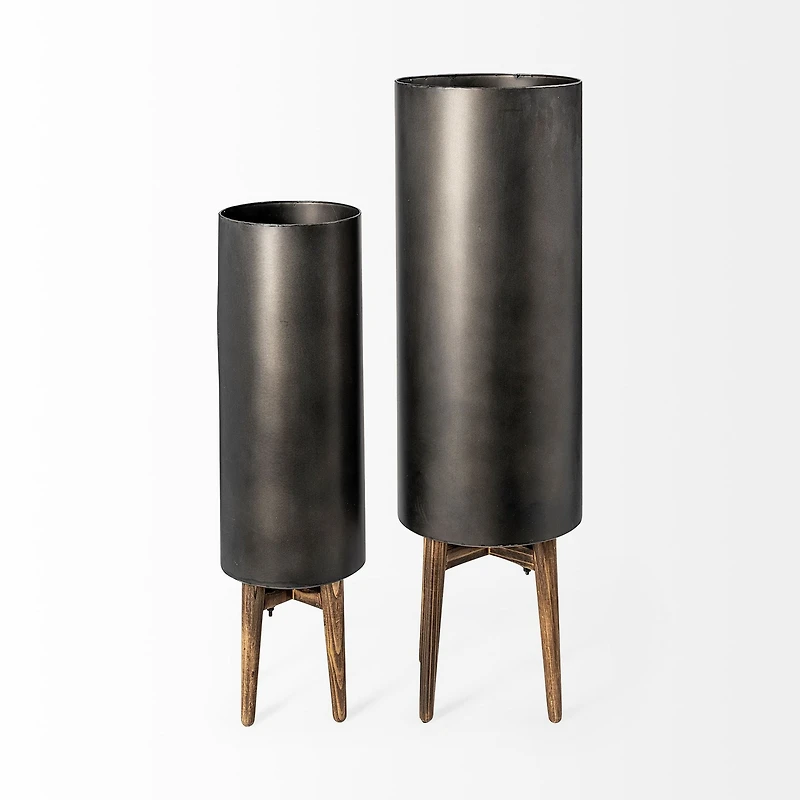 Jasper 10l X 10w X 31h Set Of Two Black Metal Plant Stands