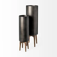 Jasper 10l X 10w X 31h Set Of Two Black Metal Plant Stands